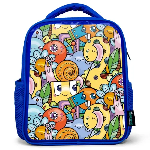 Monster met Stippen Kinderrugzak - Blauw middel -3d