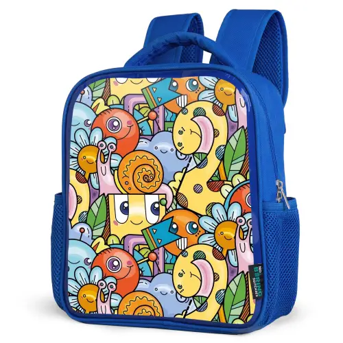 Monster met Stippen Kinderrugzak - Blauw middel -schuin