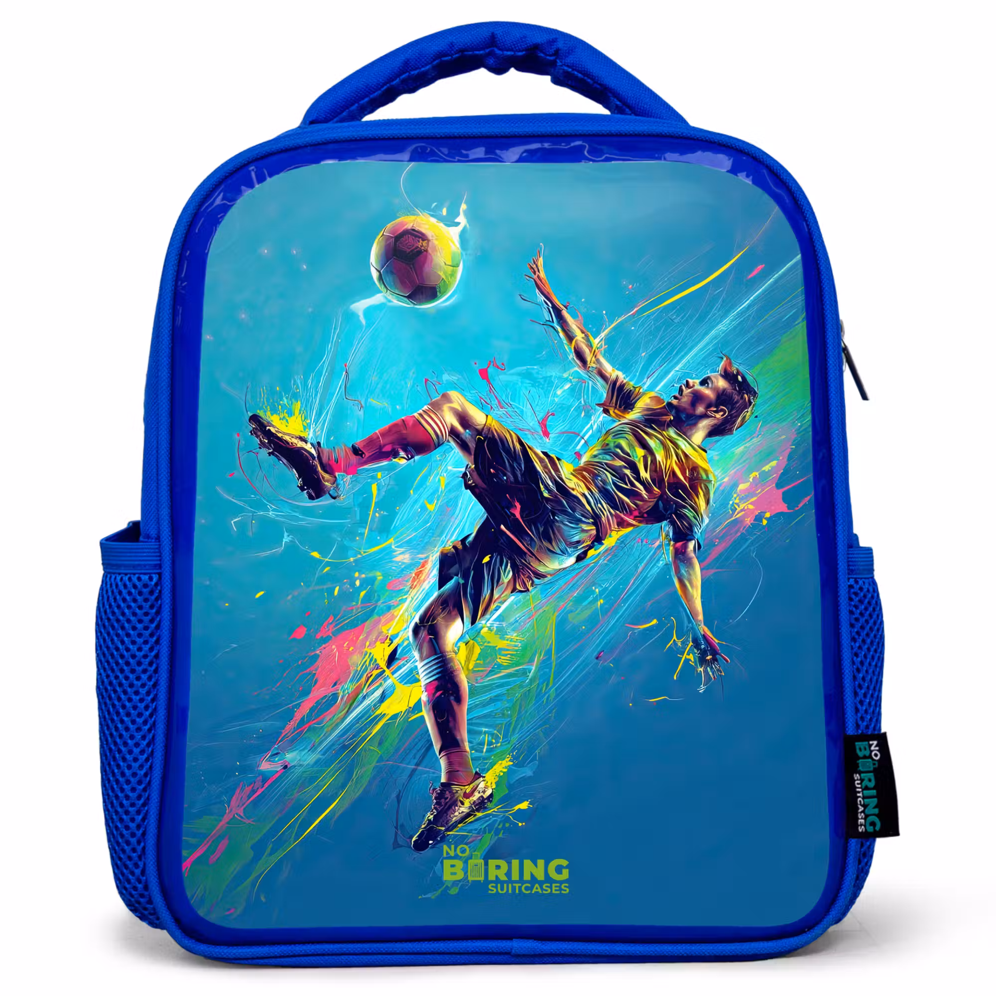 Kids' Backpacks Blue -. Neon - Football - Kick - Colorful