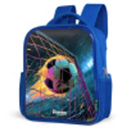 Neon - Net - Voetbal - Kleurrijk Kinderrugzak - Blauw middel -schuin