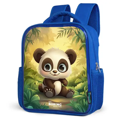 Panda - Bamboebos - Groen Kinderrugzak - Blauw middel -schuin