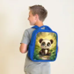 Panda - Bamboebos - Groen Kinderrugzak - Blauw middel -sfeer2