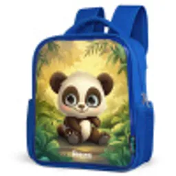 Panda - Bamboebos - Groen Kinderrugzak - Blauw middel -schuin