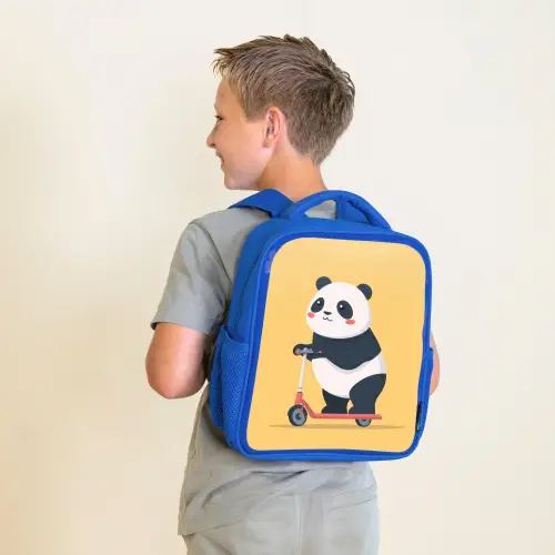 Panda - Step - Geel Kinderrugzak - Blauw middel -sfeer2