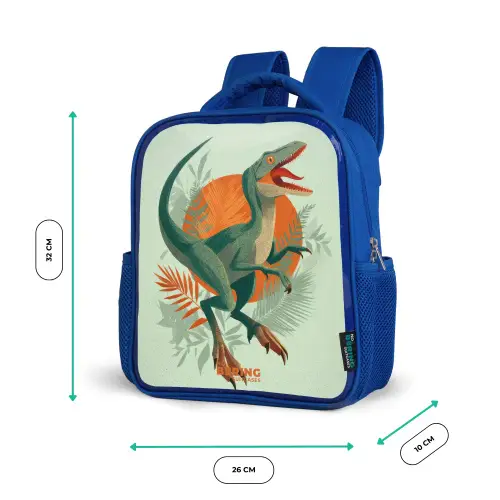 Sluipende jager met bladeren Kinderrugzak - Blauw middel -productfoto_formaten
