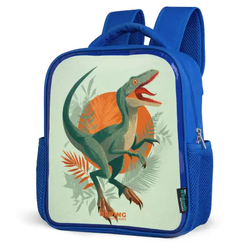 Sluipende jager met bladeren Kinderrugzak - Blauw middel -schuin
