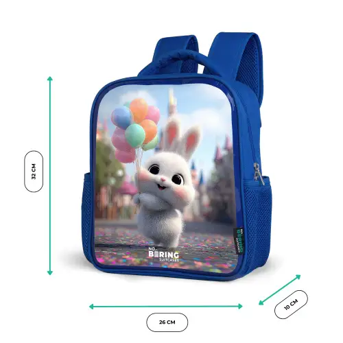 Konijn - Ballonnen Kinderrugzak - Blauw middel -productfoto_formaten
