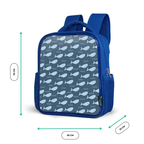 Klein - Oceaan - Golven - Blauw Kinderrugzak - Blauw middel 862 -productfoto_formaten