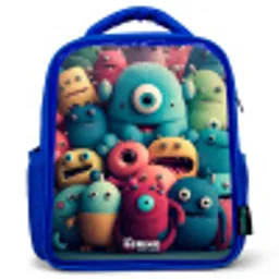 Zachte en bolle monsters Kinderrugzak - Blauw middel -3d