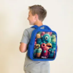 Zachte en bolle monsters Kinderrugzak - Blauw middel -sfeer2