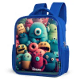 Zachte en bolle monsters Kinderrugzak - Blauw middel -schuin