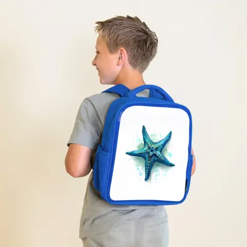 Zeesterrenpracht op wit doek Kinderrugzak - Blauw middel -sfeer2