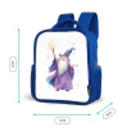 Lachende tovenaar met fonkelende staf Kinderrugzak - Blauw middel -productfoto_formaten