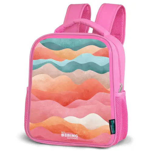 Abstracte golven Kinderrugzak - Roze middel -schuin