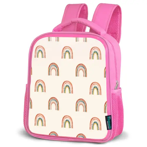 Boho - Regenboog - Patroon Kinderrugzak - Roze middel 863 -schuin