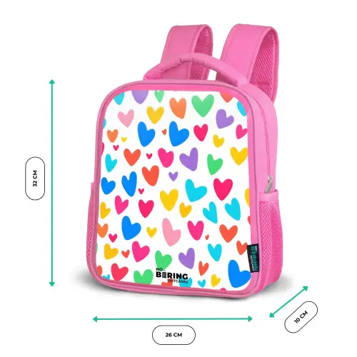 Gekleurde hartjes Kinderrugzak - Roze middel -productfoto_formaten