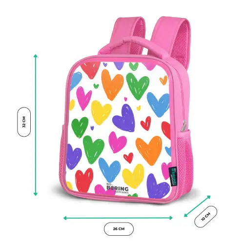 Gekleurde hartjes Kinderrugzak - Roze middel -productfoto_formaten
