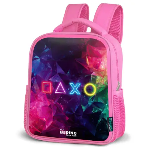 Controller - Symbolen - Neon Kinderrugzak - Roze middel -schuin