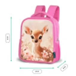 Hertje - Ogen - Stippen - Bloemen Kinderrugzak - Roze middel -productfoto_formaten