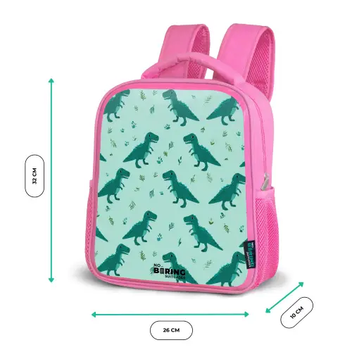 Dinos - Patroon - Groen Kinderrugzak - Roze middel -productfoto_formaten