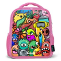 Expressief en druk patroon met monsters Kinderrugzak - Roze middel -3d
