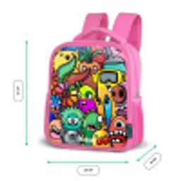 Expressief en druk patroon met monsters Kinderrugzak - Roze middel -productfoto_formaten