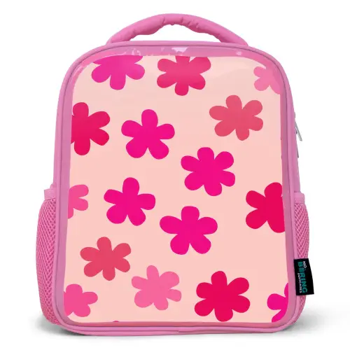 Bloemen - Patroon - Roze Kinderrugzak - Roze middel -3d
