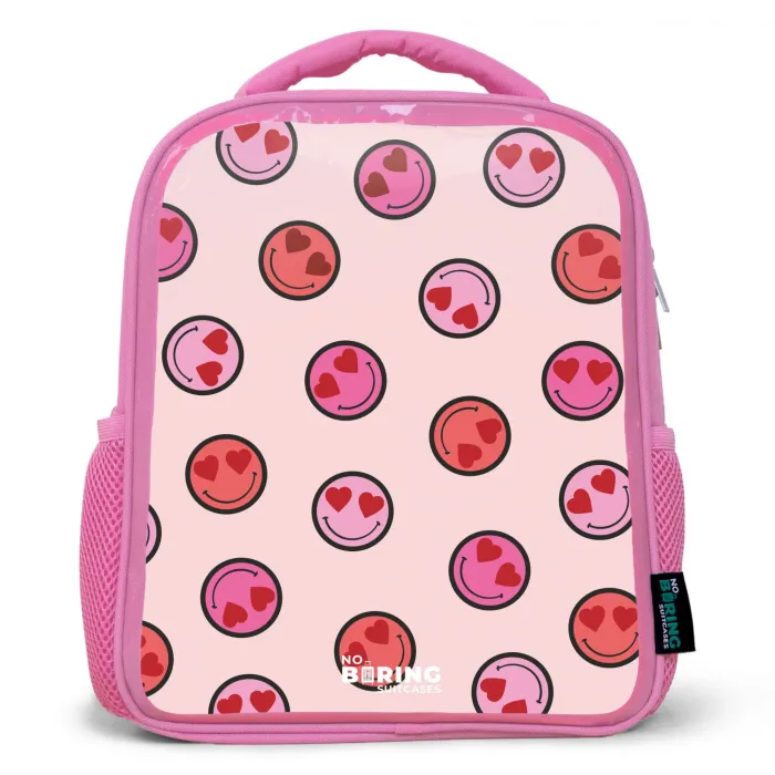 Hartje - Smiley - Patroon Kinderrugzak - Roze middel -3d