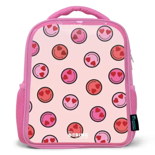 Hartje - Smiley - Patroon Kinderrugzak - Roze middel -3d