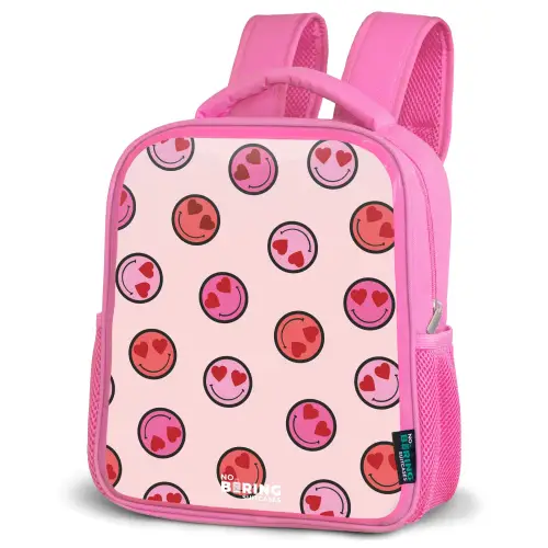 Hartje - Smiley - Patroon Kinderrugzak - Roze middel -schuin