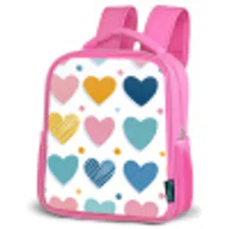 Hartjes - Pastel - Kleurcontrast - Handgetekend Kinderrugzak - Roze middel -schuin