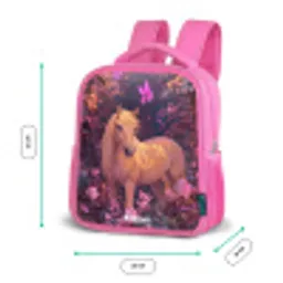 Paard - Bloemen - Paars - Vlinder Kinderrugzak - Roze middel -productfoto_formaten