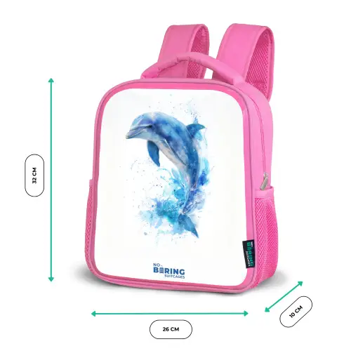Springende blauwe dolfijn Kinderrugzak - Roze middel -productfoto_formaten