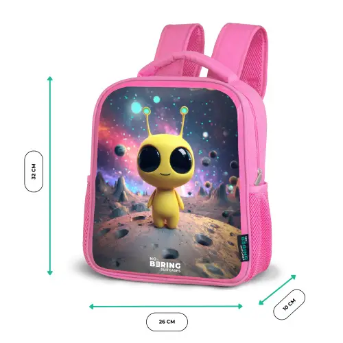Vrolijk buitenaards wezentje Kinderrugzak - Roze middel -productfoto_formaten