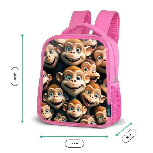 Apenstreken Kinderrugzak - Roze middel -productfoto_formaten