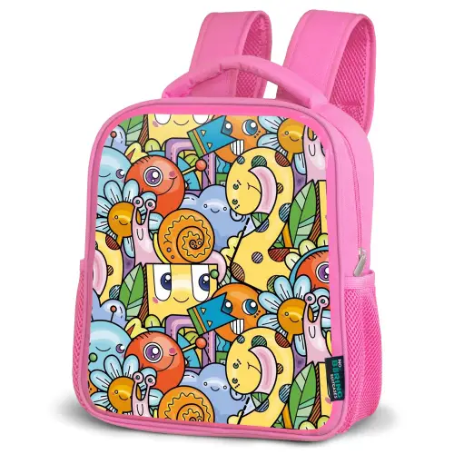 Monster met Stippen Kinderrugzak - Roze middel -schuin