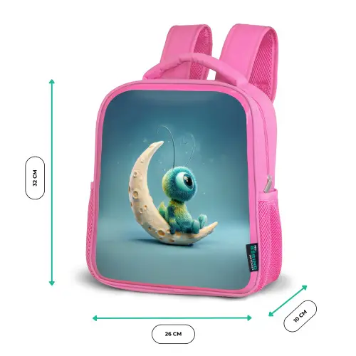 Dromerig pluiswezentje zittend op maansikkel Kinderrugzak - Roze middel -productfoto_formaten