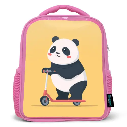 Panda - Step - Geel Kinderrugzak - Roze middel -3d