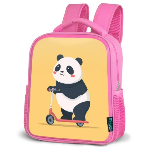 Panda - Step - Geel Kinderrugzak - Roze middel -schuin