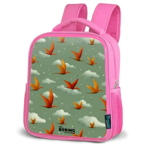 Patroon - Dino - Pterosaurussen Kinderrugzak - Roze middel -schuin