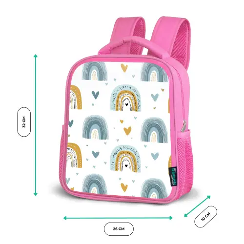Patroon - Regenboog - Hartjes Kinderrugzak - Roze middel -productfoto_formaten