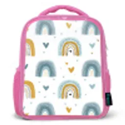 Patroon - Regenboog - Hartjes Kinderrugzak - Roze middel -3d