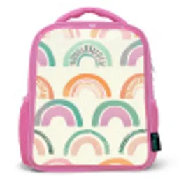Regenboog - Pastel - Patroon Kinderrugzak - Roze middel -3d
