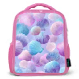 Schelpen - Paars - Blauw - Patroon Kinderrugzak - Roze middel -3d