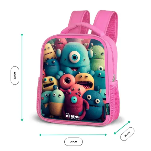 Zachte en bolle monsters Kinderrugzak - Roze middel -productfoto_formaten