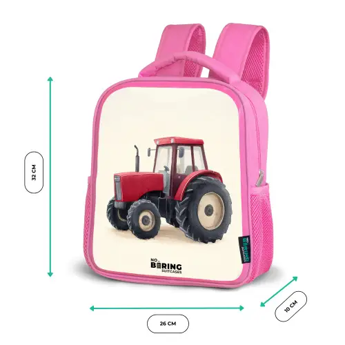 Tractor - Getekend - Rood Kinderrugzak - Roze middel -productfoto_formaten