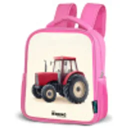 Tractor - Getekend - Rood Kinderrugzak - Roze middel -schuin