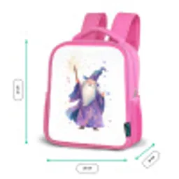 Lachende tovenaar met fonkelende staf Kinderrugzak - Roze middel -productfoto_formaten