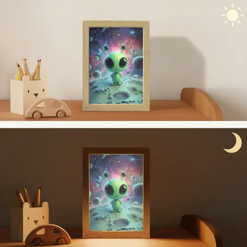 Alien - Groen - Planeten - Ruimte Light Box met kabel klein -sfeer3_kind