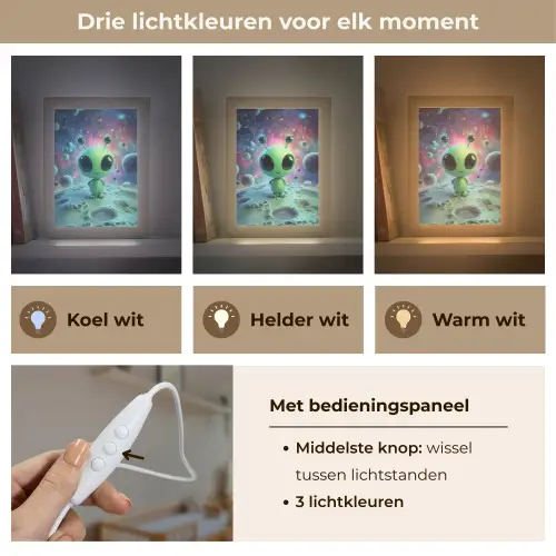 Alien - Groen - Planeten - Ruimte Light Box met kabel klein -USP_lichtkleurNL